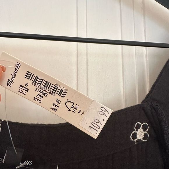 Madewell Daisy Embroidered Square Neck Lightspun Midi Dress Nedium - Picture 5 of 6